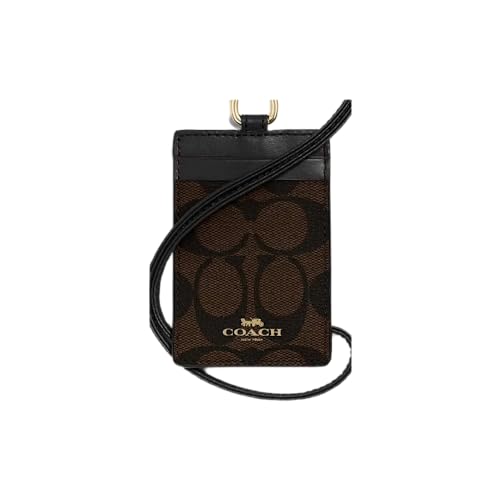 Coach Signature C PVC Leinwand Leder braun schwarz Lanyard, Badge ID Kreditkarte Halter 63274 von COACH