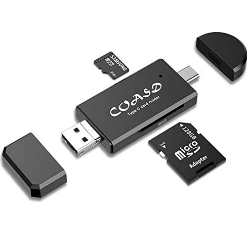 COASD SD-Kartenleser, USB-C 3.0 OTG Adapter und USB-A 3.0 Tragbarer Speicherkartenleser für SDXC, SDHC, SD, MMC, RS-MMC, Micro SDXC, Micro SD, Micro SDHC Karte und UHS-I Karten (Typ C 3.0) schwarz von COASD