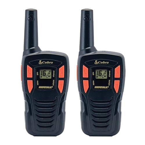 Cobra AM255 Lightweight Walkie Talkie with up to 5Km Range, 8 Channels, Power Saving Function and Includes Rechargeable Batteries (2 Pack) - Black von COBRA