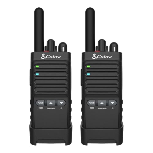 Cobra PX650 Professionelle Walkie-Talkies (2er-Pack) – Wiederaufladbare PMR446-Funkgeräte für Unternehmen, 12 km Reichweite, staubgeschützt und spritzwassergeschützt (IP54), Schwarz von COBRA