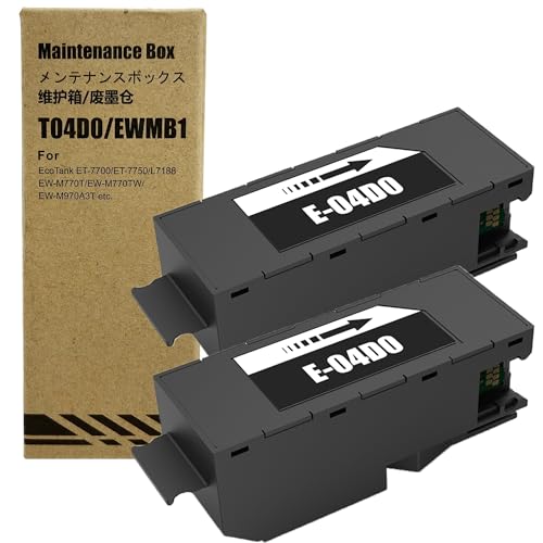 COCADEEX Ersatz-Tintenwartungsbox für T04D0 oder C13T04D000, funktioniert mit ET-7700 ET-7750 L7188 Drucker (2 Stück) von COCADEEX