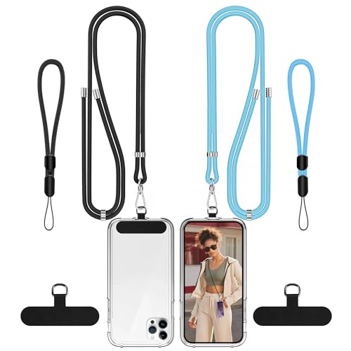 COCASES Handykette Univeral, 2 Stück Verstellbar Handyband und 2er Handyschlaufen zum umhängen Halsband Umhängenband kompatibel mit alle smartphones-2 Stück Handy Lanyard Pads Schwarz/Blau COCASES Handykette Univeral, 2 Stück Verstellbar Handyband und 2er Handyschlaufen zum umhängen Halsband Umhängenband kompatibel mit alle smartphones-2 Stück Handy Lanyard Pads Schwarz/Blau von COCASES