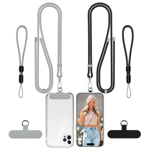 COCASES Handykette Univeral, 2 Stück Verstellbar Handyband und 2er Handyschlaufen zum umhängen Halsband Umhängenband kompatibel mit alle smartphones-2 Stück Handy Lanyard Pads Schwarz/Grau COCASES Handykette Univeral, 2 Stück Verstellbar Handyband und 2er Handyschlaufen zum umhängen Halsband Umhängenband kompatibel mit alle smartphones-2 Stück Handy Lanyard Pads Schwarz/Grau von COCASES