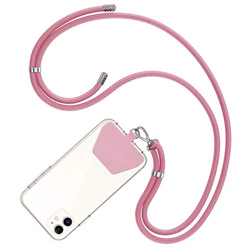COCASES Handykette Universal zum Umhängen- Handyband aus Nylon kompatibel mit jeden Smartphones, Handy Kette Umhängenband mit Kordel für meisten Hülle (Pink) von COCASES