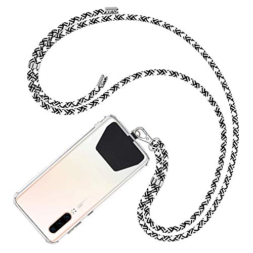 COCASES Handykette Universal zum Umhängen- Handyband aus Nylon kompatibel mit jeden Smartphones, Handy Kette Umhängenband mit Kordel (Schwarz-weiß) von COCASES