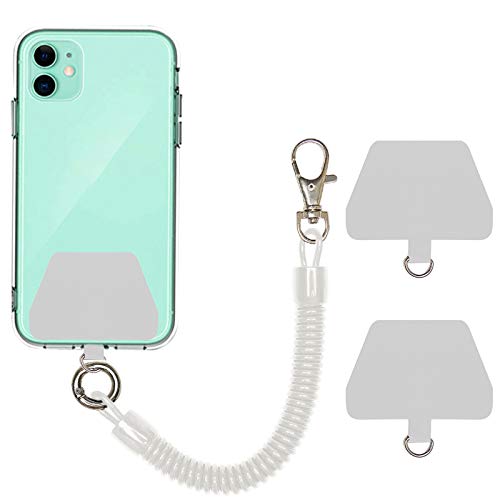 COCASES Handykette mit flexiblem Spiralkabel, universale Lanyard Schlüsselband Schlüsselanhänger kompatibel mit iPhone/Samsung/Huawei(2 Einlagen, Durchsichtig) von COCASES