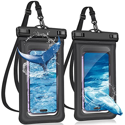 COCASES wasserdichte Handyhülle - Unterwassere Handytasche 2 Stück 7,2 Zoll IPX8 Wasserfest Handy Hülle mit 2er Einlagen für iPhone 13 Pro Max Mini 12/11/XS/X/Samsung/Huawei etc-schwebend von COCASES