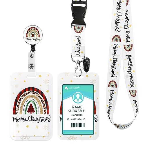 ID Ausweishalter mit Lanyard, Einziehbarer Schlüsselband Ausweishalter, Weihnachtsdeko Ausweishülle mit Band Schlüsselanhänger für Personalausweis, Studentenausweis, Kreditkarten (Christmas Tree) von COCHIE