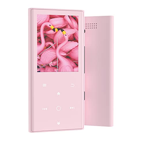 64GB MP3 Player Bluetooth 5.2, COCONISE HiFi Musik Player mit Lautsprecher,Touch-Tasten, mit UKW-Radio,Diktiergerät,E-Book Funktion, Perfektes Valentinsgeschenk-Rosa von COCONISE