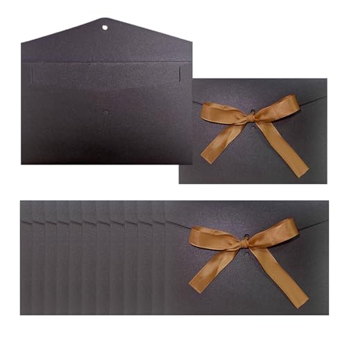 12 Stück Schwarze Briefumschläge mit Bändern, Karte, 17.3 * 12.2 CM Grußkarte Umschläge für Fest und Party, Geburtstag, Hochzeiten, Baby Showe Einladungen (Schwarz) von CODOMOR