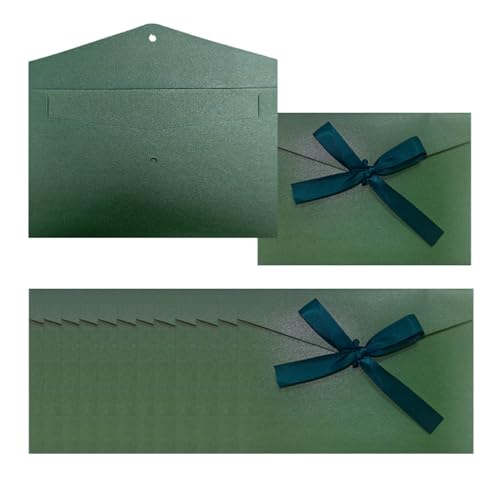 12 Stück Grün Weihnachts Briefumschläge mit Bändern, Karte, 17.3 * 12.2 CM Grußkarte Umschläge für Fest und Party, Geburtstag, Hochzeiten, Baby Showe Einladungen(Grün) von CODOMOR