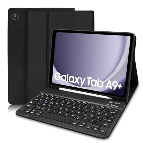 COEZFE Tastatur Hülle für Samsung Galaxy Tab A9+ / A9 Plus 11 Zoll (SM-X210/X216/X218), Deutsches QWERTZ Tastatur für Samsung Galaxy Tab A9+ Plus, Schutzhülle mit Samsung Galaxy Tab A9+ 2023, Schwarz von COEZFE