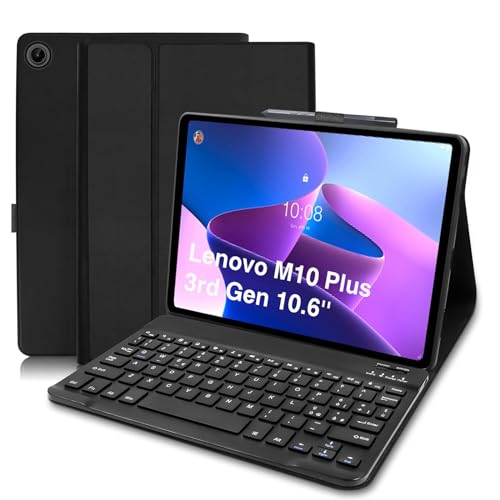 Schutzhülle mit Tastatur für Lenovo Tab M10 Plus (3rd Gen) 10.6" 2022, italienisches Layout Bluetooth Tastatur für Lenovo M10 Plus (3rd Gen), Tastaturhülle für Lenovo M10 Plus (TB-125FU/128FU/128XU), von COEZFE