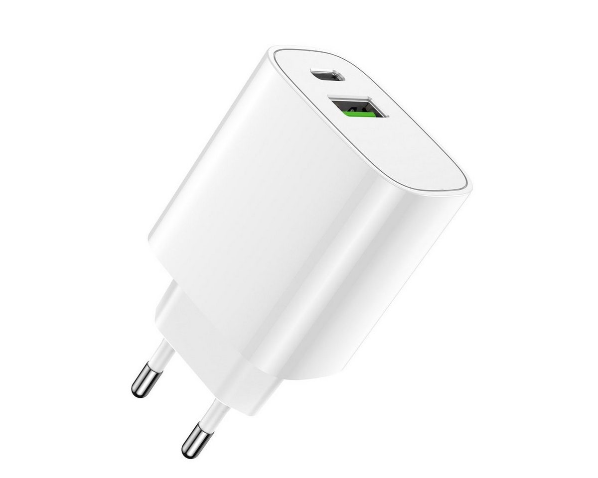 COFI 1453 20W Wandladegerät Handy-Ladegerät 1x USB QC 3.0 + 1x USB-C PD Weiß Smartphone-Ladegerät von COFI 1453