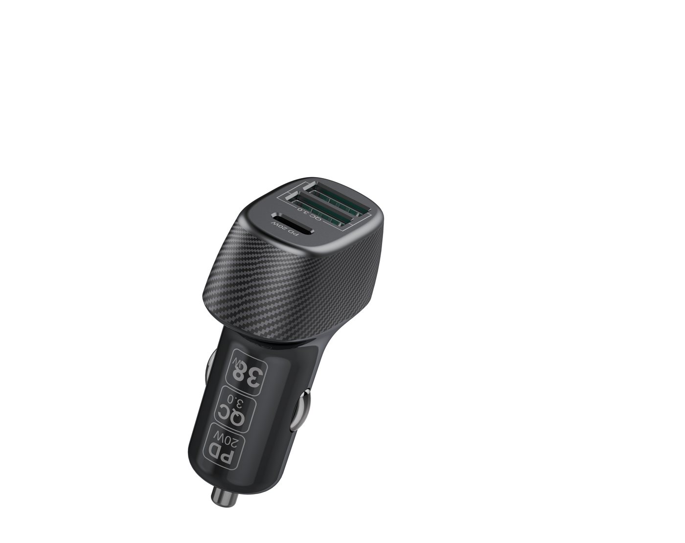 COFI 1453 38W Multi Port 2x USB 1x Typ-C Auto-Ladegerät KFZ QC 3.0 Fast Charge Smartphone-Ladegerät von COFI 1453