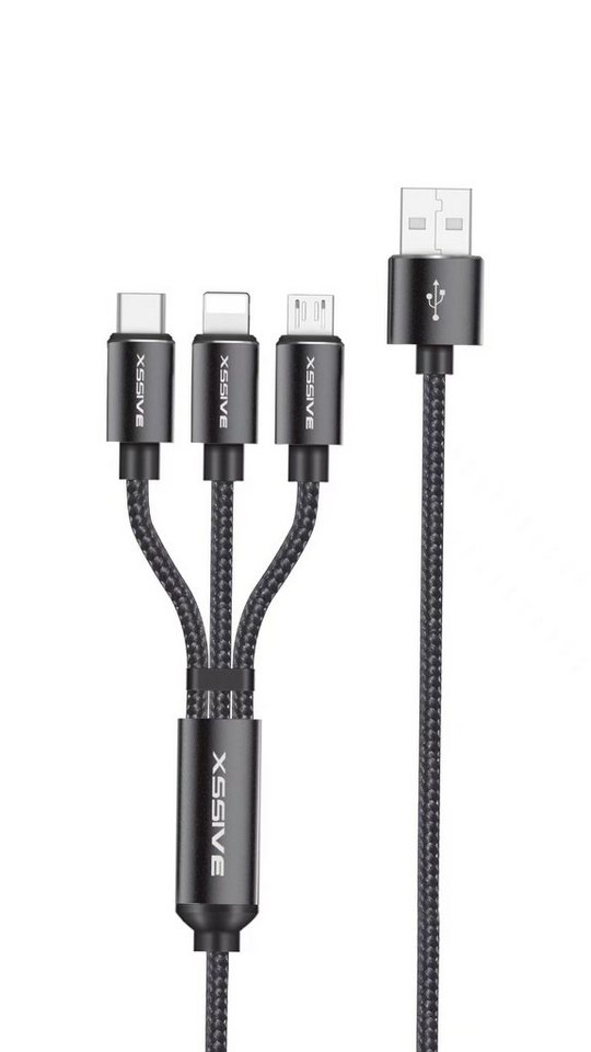 COFI 1453 3in1 Charge USB Kabel 1.2 Meter 2.4A Schnell-Ladekabel geflochten Smartphone-Kabel von COFI 1453