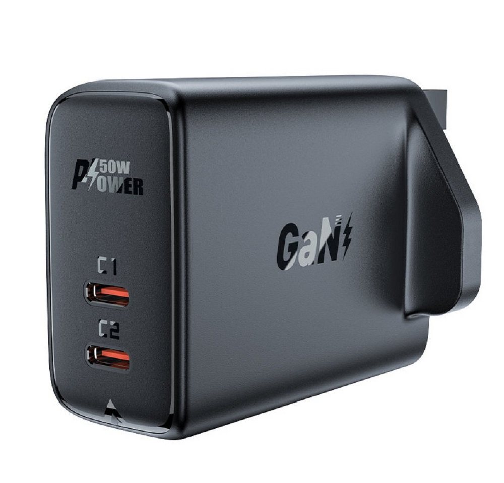 COFI 1453 GaN Ladegerät (UK Stecker) 2x USB Typ C 50W, Power Delivery Smartphone-Ladegerät von COFI 1453