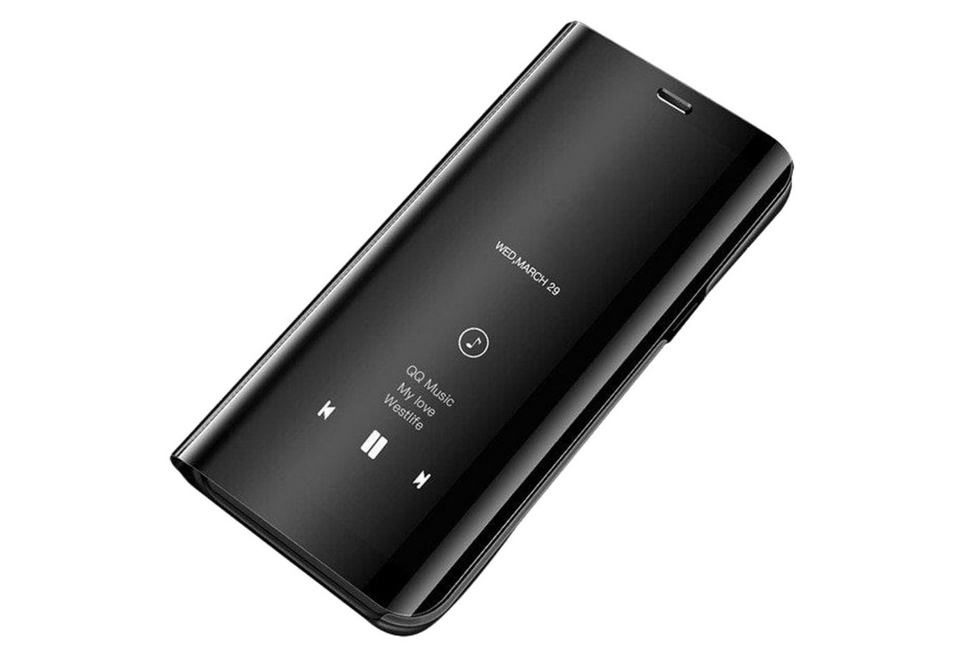COFI 1453 Handyhülle Mirror Handyhülle Smart Cover für Samsung Galaxy S23 FE Schwarz von COFI 1453