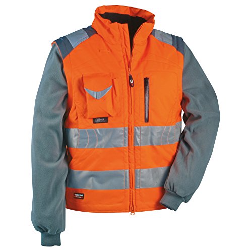 Cofra V023-0-01.Z50 Weste mit anbringbaren Fleece-Ärmeln - Hohe Sichtbarkeit - 100% Polyurethan beschichtetes Polyester - Polsterung: 100% Polyester - Futter: 100% Nylon - Orange - Größe: 50 von COFRA