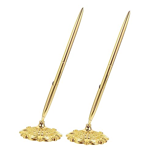 COHEALI 4 Stück Stift Unterschreiben Antiker Stift Kugelschreiber Goldene Hochzeitsdeko Exquisiter Kugelschreiber Goldene Tischdeko Bankzubehör Kristall Metall Braut Jahrgang von COHEALI