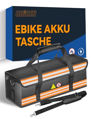 COICER E-Bike Akku Tasche Schutz feuerfeste Box für akkus dokumententasche explosionsgeschützte Lipo Fahrrad Safe Bag ebike akku schutzhülle große Batterieaufbewahrung zubehör (M-Schultergurt-Stil) von COICER