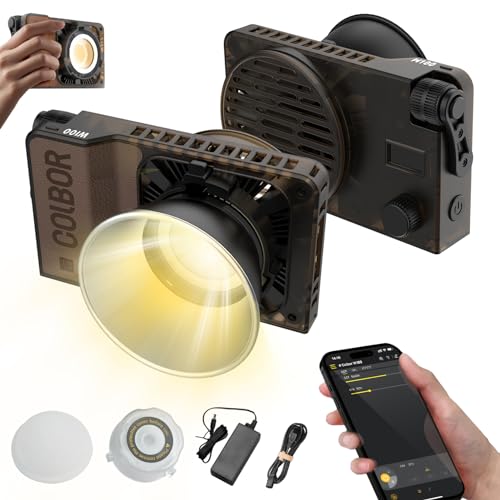 COLBOR W100 LED-Videoleuchte, 100 W Fotografie-Fülllicht, 2700 K–6500 K dimmbar, APP-Steuerung, Intelligentes Kühlsystem mit Reflektor, COB-Abdeckung für Tiktok YouTube Live Stream Vlog von COLBOR