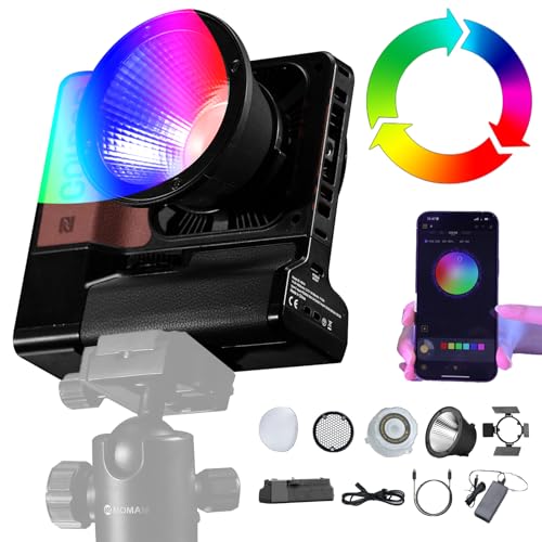 COLBOR W60R RGB Videolicht,60W Kameralicht 2,4G/APP Steuerung,Studio Dauerlicht CRI 97+,Geräuschreduzierung integrierte Lüfter stumm schalten Bowens Mount Filmlicht(mit PB47-Batteriekasten) von COLBOR