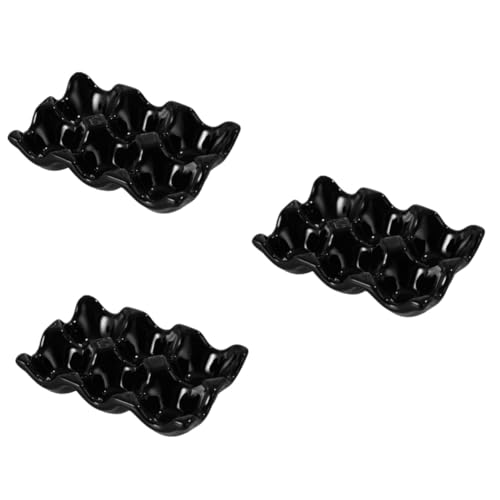 COLLBATH 3 Stk Eierablage Dosenspender Für Den Kühlschrank Schnell Pochierte Eier in Der Mikrowelle Zubereiter Karton Besteck Eier-organizer Platte Eierspender Teller Gedämpft Black Keramik von COLLBATH