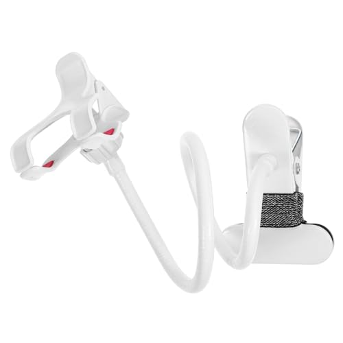 COLLBATH Mobilfunk -nachtständer Schwanenhals -telefonhalter Für Das Bett Headboard -telefonclip Telefonständer Mit Langem Arm Metall -telefonhalterständer Betttelefonclip Weiß Legierung von COLLBATH