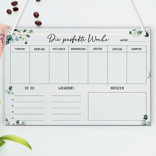 COLOFALLA Wochenplaner Wand Acryl Wochenplaner zum Aufhängen Wochenplaner Abwischbar Familienplaner Wochenkalender Planungstafel Haushaltsplan Zuhause für Büro Schule Uni, Weiß von COLOFALLA