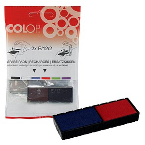 2 COLOP Ersatzstempelkissen E/12/2 blau/rot 5,5 x 0,8 cm von COLOP