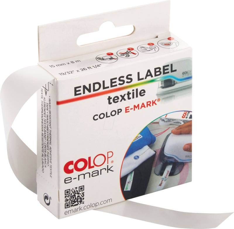 COLOP 155543 - e-mark® Endlosetikett Textil, 15mm x 8m von COLOP
