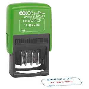 COLOP Datumstempel mit Text "Eingang" Green Line Printer 260/L selbstfärbend blau rot von COLOP