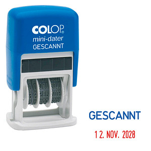 COLOP Datumstempel mit Text "Gescannt" Mini-Dater S 160/L selbstfärbend blau rot von COLOP