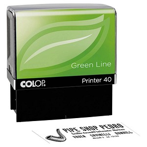 COLOP Textstempel, individualisierbar Printer 40 Green Line selbstfärbend schwarz mit Logo COLOP Textstempel, individualisierbar Printer 40 Green Line selbstfärbend schwarz mit Logo von COLOP