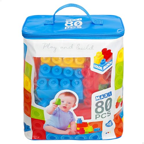 COLORBABY Kinder, 80 Teile, 12 Monate, stapelbare Würfel für Babys, Bausteine, Spielzeuge (49278), bunt von COLORBABY