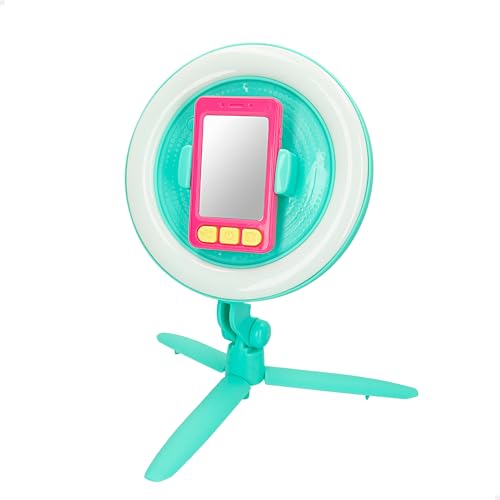 ColorBaby Play Vlogger Video-Set, Reifen mit 8 bunten Lichtern und 1 mehrfarbigem Licht, um 90 Grad drehbare Handyhalterung, zusammenklappbare Standfüße, umwandelbar zu Selfie-Stick, ab 2 Jahren ColorBaby Play Vlogger Video-Set, Reifen mit 8 bunten Lichtern und 1 mehrfarbigem Licht, um 90 Grad drehbare Handyhalterung, zusammenklappbare Standfüße, umwandelbar zu Selfie-Stick, ab 2 Jahren von COLORBABY