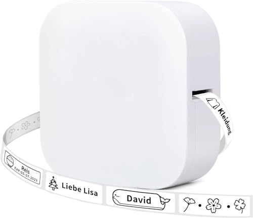 COLORWING Q30 Bluetooth Etikettendrucker, Beschriftungsgerät Selbstklebend Kompatibel Mit Ios Android, Tragbarer Mini Etikettiergerät FüR Zuhause BüRo Schule Etikettierung (Weiß) von COLORWING