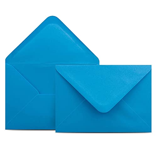 100 Briefumschläge DIN C6 Azurblau Blau - 11,4 x 16,2 cm - Kuverts mit 100 g/m² Nassklebung spitze Klappe - Umschläge ohne Fenster - Colours-4-you von COLOURS 4-YOU by Glüxx-Agent