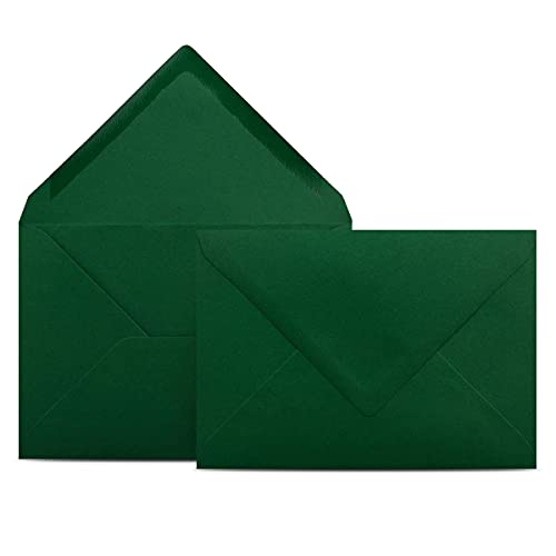 100 Briefumschläge DIN C6 Dunkelgrün Grün - 11,4 x 16,2 cm - Kuverts mit 80 g/m² Nassklebung spitze Klappe - Umschläge ohne Fenster - Colours-4-you von COLOURS 4-YOU by Glüxx-Agent