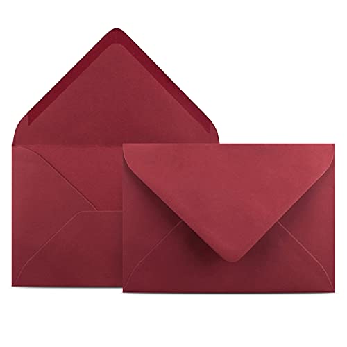 100 Briefumschläge DIN C6 Dunkelrot Rot - 11,4 x 16,2 cm - Kuverts mit 120 g/m² Nassklebung spitze Klappe - Umschläge ohne Fenster - Colours-4-you von COLOURS 4-YOU by Glüxx-Agent