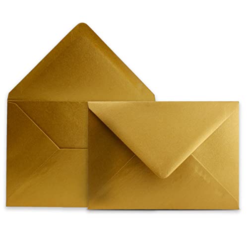 100 Briefumschläge DIN C6 Gold - 11,4 x 16,2 cm - Kuverts mit 90 g/m² Nassklebung spitze Klappe - Umschläge ohne Fenster - Colours-4-you von COLOURS 4-YOU by Glüxx-Agent