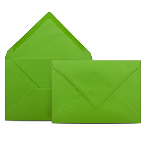 100 Briefumschläge DIN C6 Hellgrün Grün - 11,4 x 16,2 cm - Kuverts mit 80 g/m² Nassklebung spitze Klappe - Umschläge ohne Fenster - Colours-4-you von COLOURS 4-YOU by Glüxx-Agent