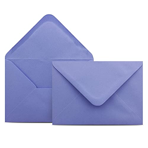 100 Briefumschläge DIN C6 Lila - 11,4 x 16,2 cm - Kuverts mit 100 g/m² Nassklebung spitze Klappe - Umschläge ohne Fenster - Colours-4-you von COLOURS 4-YOU by Glüxx-Agent