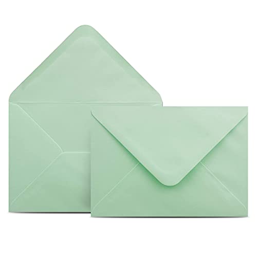 100 Briefumschläge DIN C6 Mintgrün Grün - 11,4 x 16,2 cm - Kuverts mit 100 g/m² Nassklebung spitze Klappe - Umschläge ohne Fenster - Colours-4-you von COLOURS 4-YOU by Glüxx-Agent