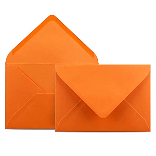 100 Briefumschläge DIN C6 Orange - 11,4 x 16,2 cm - Kuverts mit 80 g/m² Nassklebung spitze Klappe - Umschläge ohne Fenster - Colours-4-you von COLOURS 4-YOU by Glüxx-Agent