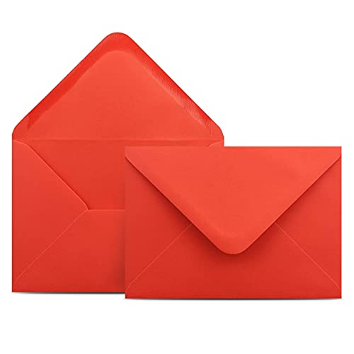 100 Briefumschläge DIN C6 Rot - 11,4 x 16,2 cm - Kuverts mit 100 g/m² Nassklebung spitze Klappe - Umschläge ohne Fenster - Colours-4-you von COLOURS 4-YOU by Glüxx-Agent
