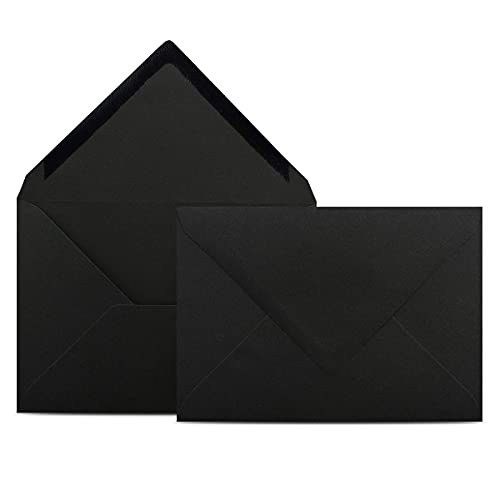 100 Briefumschläge DIN C6 Schwarz - 11,4 x 16,2 cm - Kuverts mit 80 g/m² Nassklebung spitze Klappe - Umschläge ohne Fenster - Colours-4-you von COLOURS 4-YOU by Glüxx-Agent