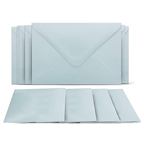 100 Klappkarten mit Umschlägen Set Hellblau - DIN A6 Blanko Doppelkarten 14,8 x 21 cm (160 g/m²) - DIN C6 Umschlag 11,4 x 16,2 cm (100 g/m²) Nassklebung - Grußkarten Einladungskarten Hochzeit von COLOURS 4-YOU by Glüxx-Agent