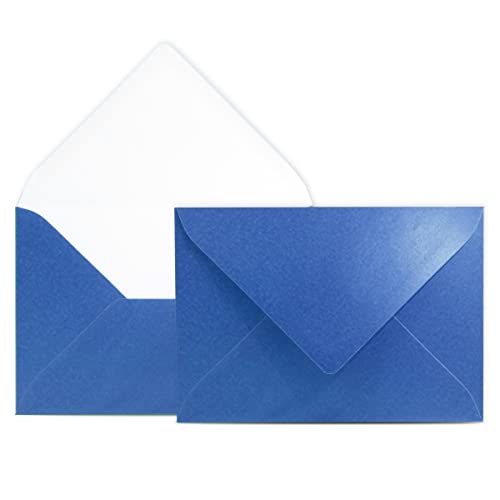 150 Briefumschläge DIN C6 Blau Metallic - 11,4 x 16,2 cm - Kuverts mit 90 g/m² Nassklebung spitze Klappe - Umschläge ohne Fenster - Colours-4-you von COLOURS 4-YOU by Glüxx-Agent